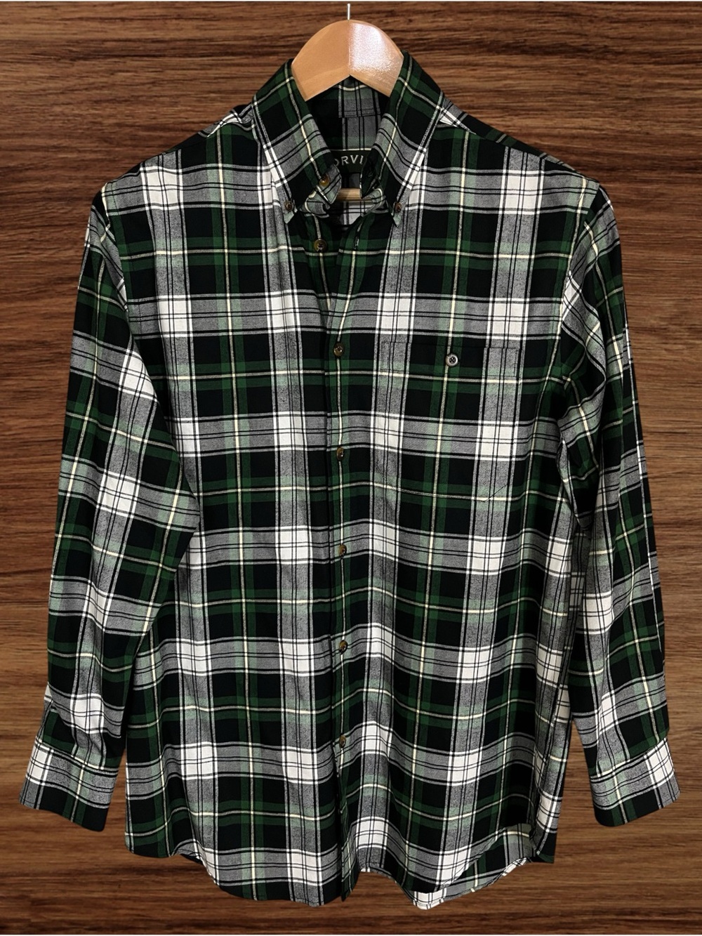 Orvis Cotton & Wool Blend Plaid Flannel Long Sleeve Button Down Shirt Medium